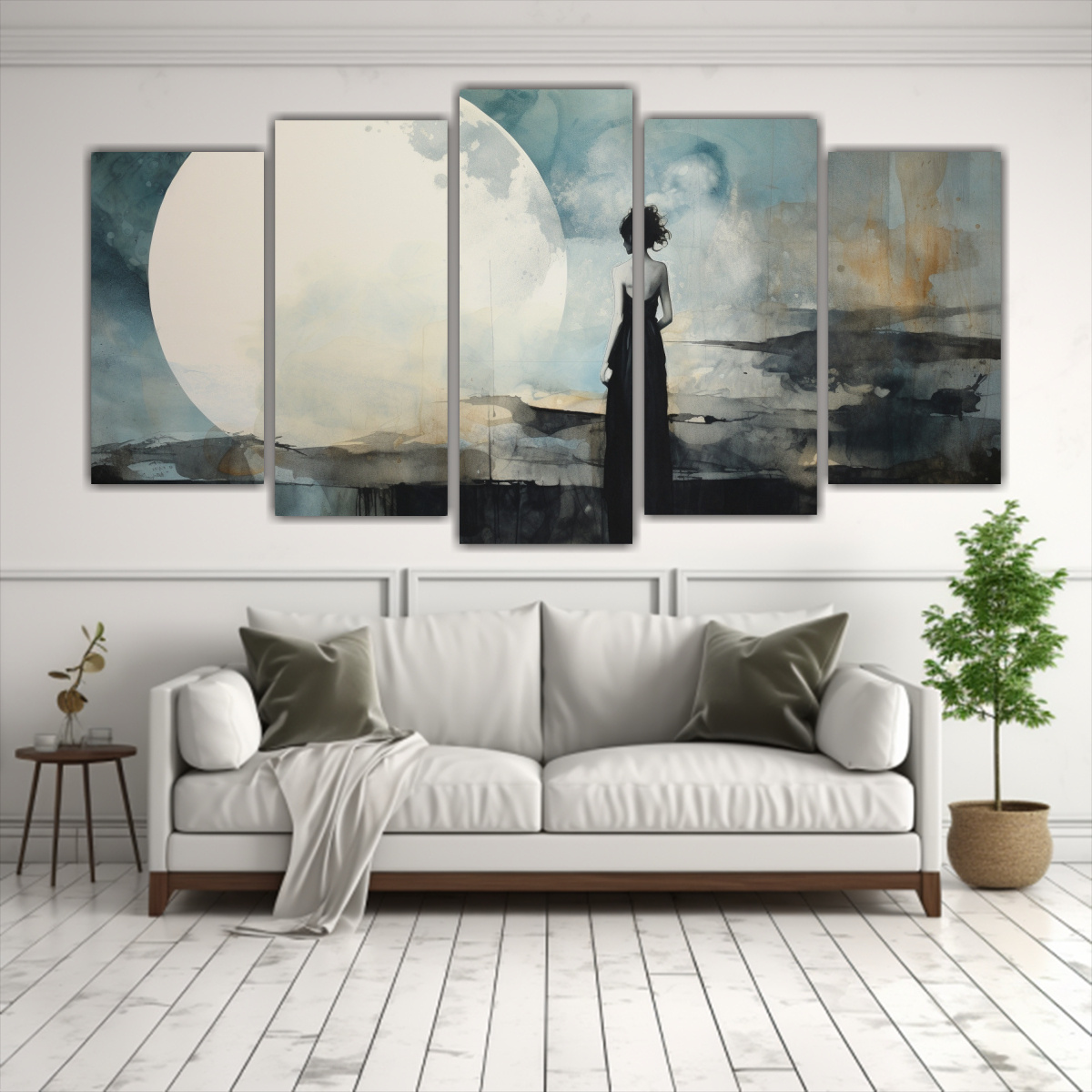set-2-arte-pared-conceptual-intenso-pintura-negro-turquesa-y-plata-1
