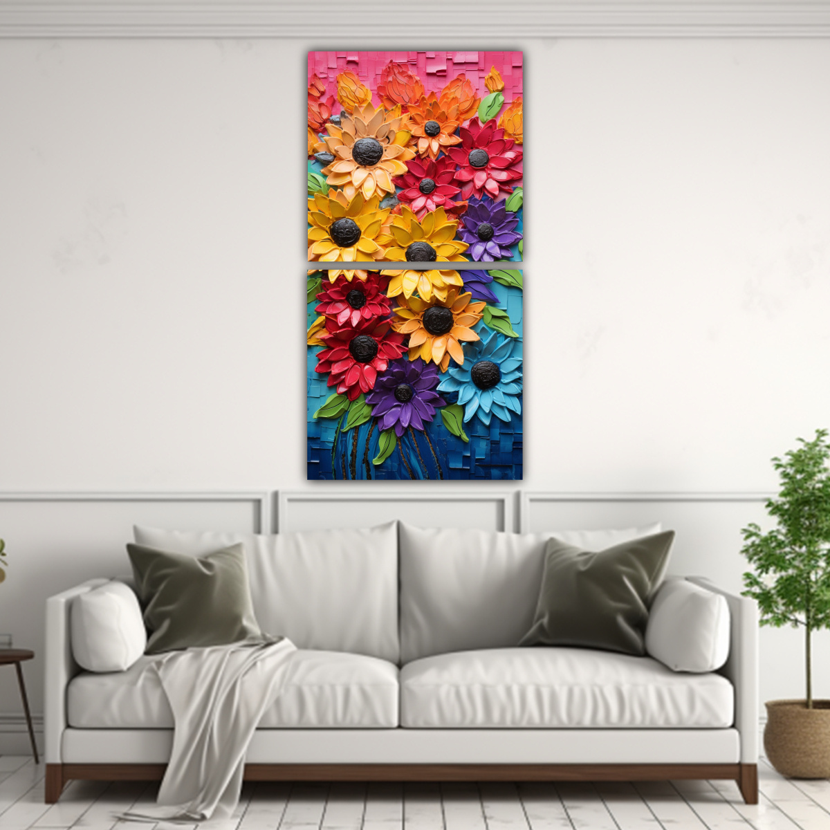 set-2-artes-concepto-obra-maestra-pintura-de-girasoles-en-colores-arco-ris-en-lienzo-para-decorar-pinturas-1
