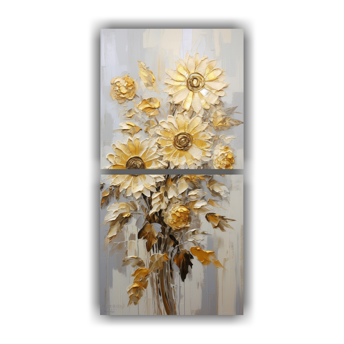 set-2-cuadros-arte-moderno-equilibrio-pintura-girasoles-dorados-en-lienzo-estilo