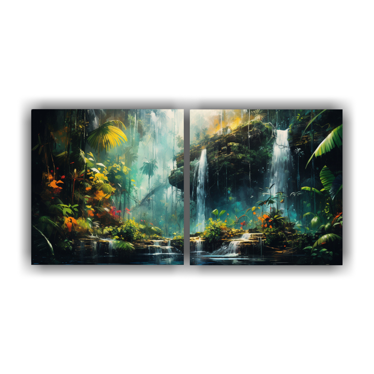 set-2-cuadros-cuadro-creatividad-cascada-en-para-so-amaz-nico