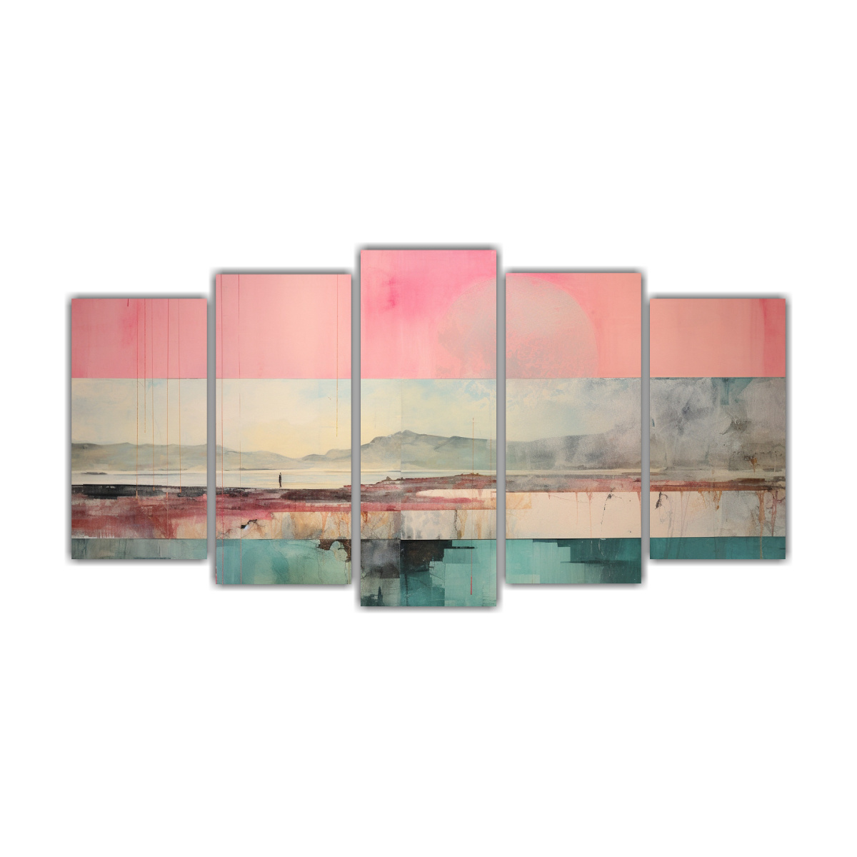 set-2-cuadros-finas-l-neas-acuarela-rosa-turquesa-y-plata