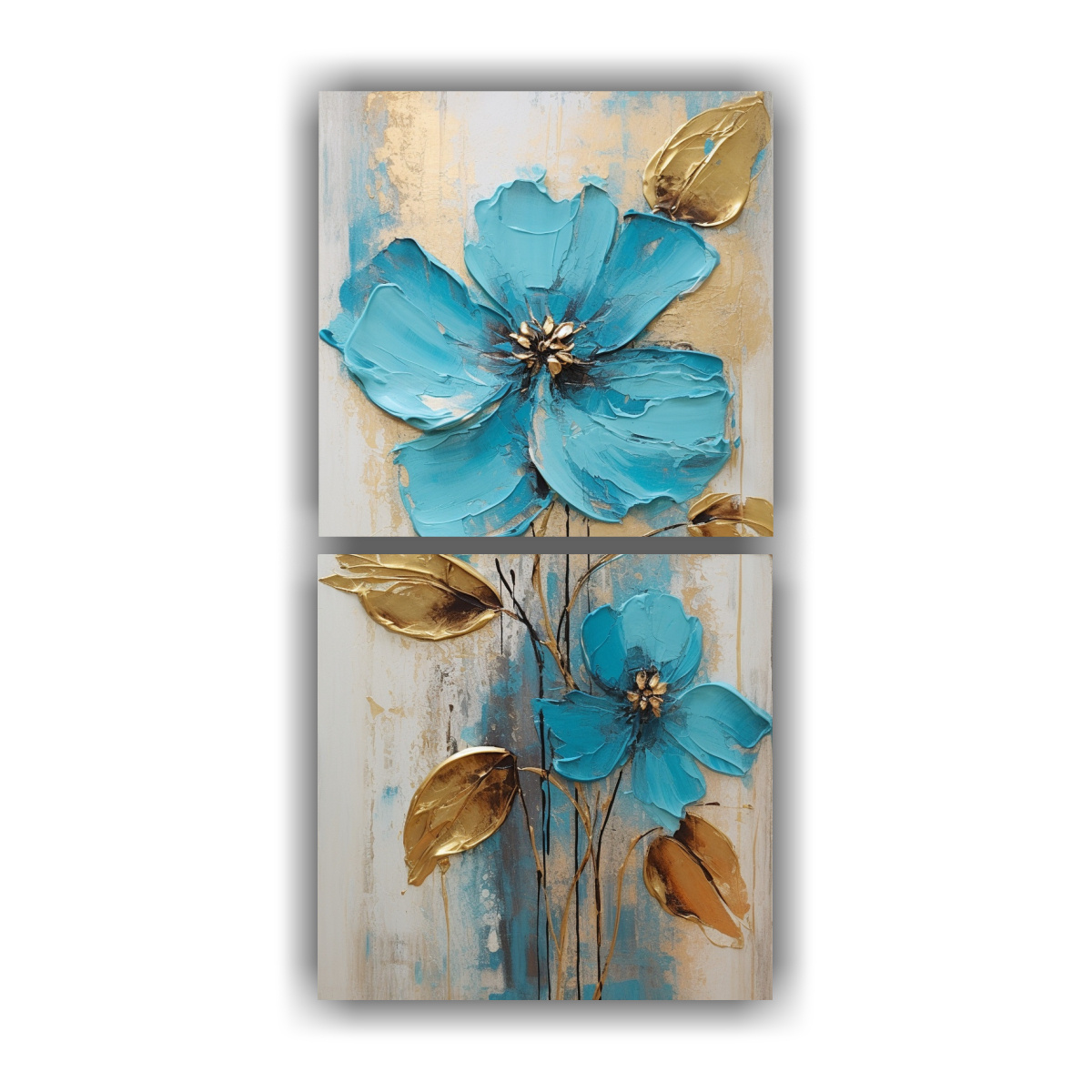 set-2-cuadros-vanguardia-nico-pintura-azul-de-una-flor-en-lienzo-al-estilo-de-decoraci-n-de-pinturas-