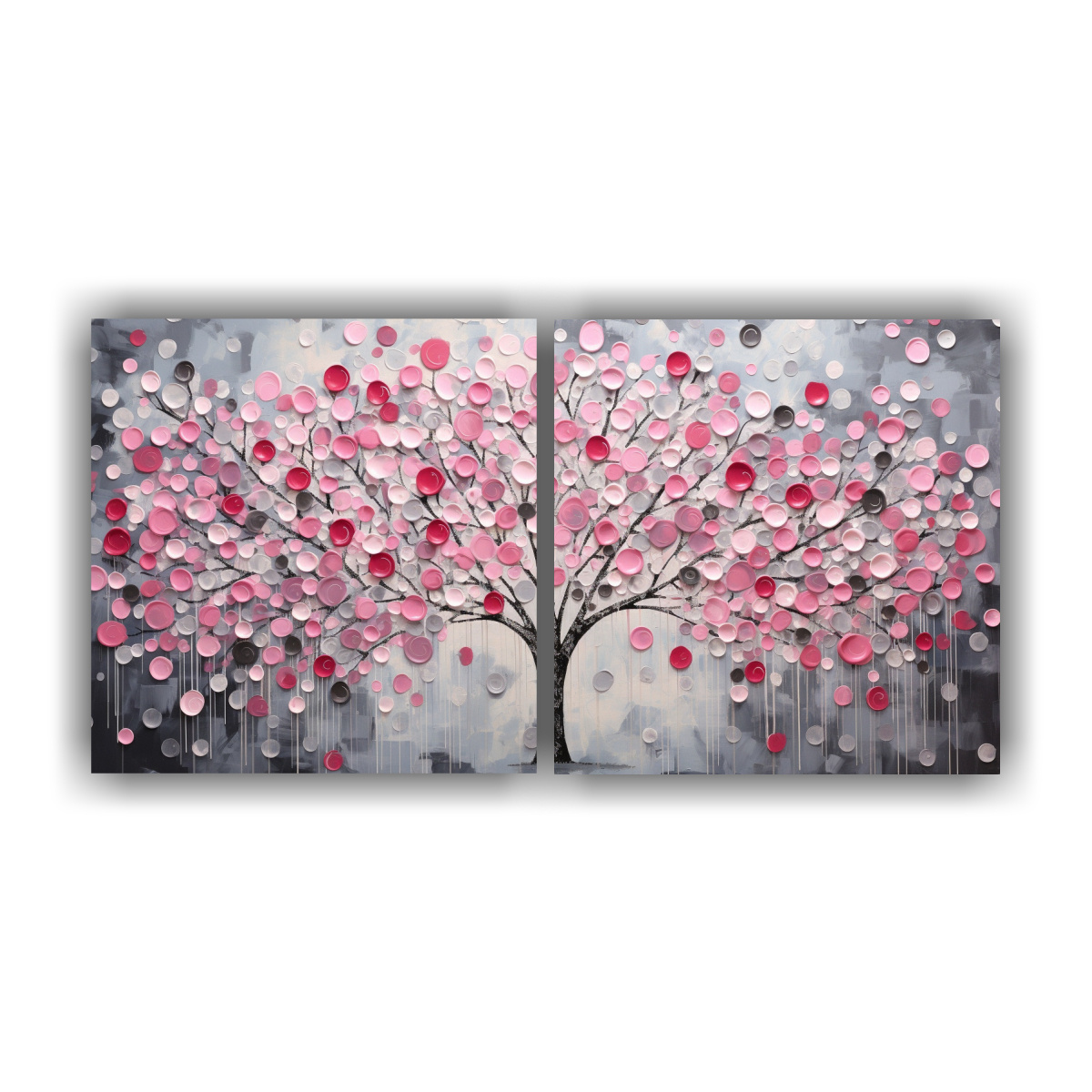 set-2-cuadros-vanguardia-obra-maestra-imagen-rbol-en-rosa-y-plata