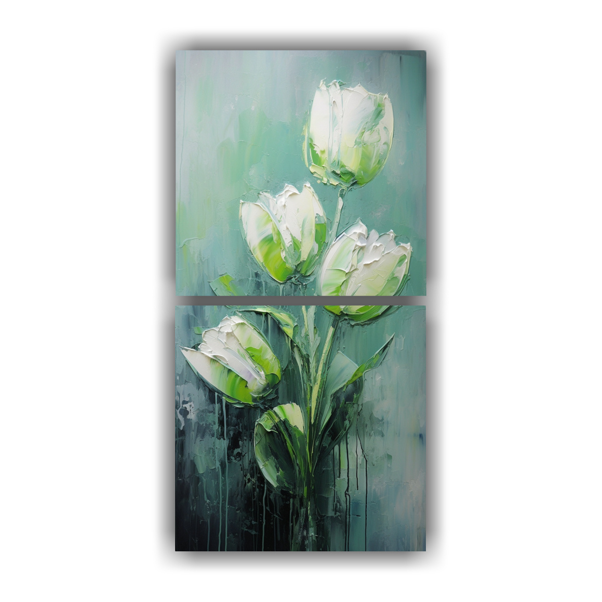 set-2-lienzos-de-tela-acuarela-modernidad-pintura-de-tulipanes-verdes-en-estilo-de-decoraci-n-sobre-lienzo