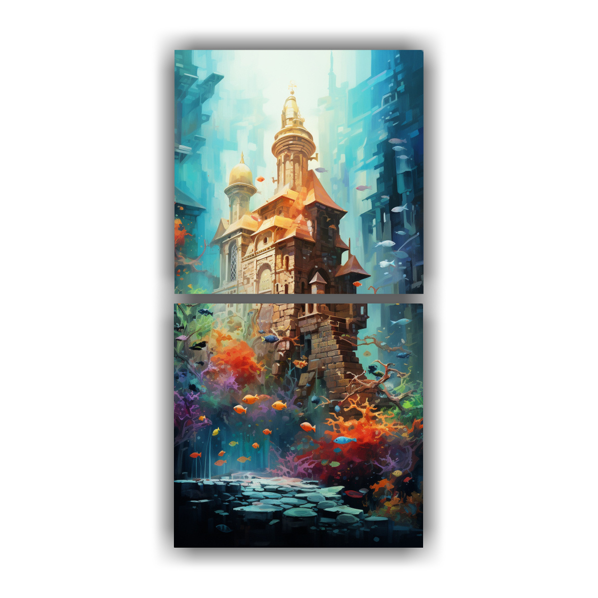 set-2-lienzos-de-tela-submarino-abstracto-ciudad-exuberante