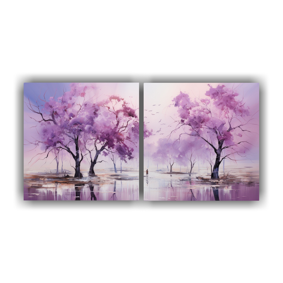 set-2-lienzos-expresion-adorno-rboles-plateados-pinturas-abstractas-en-plata-y-blanco