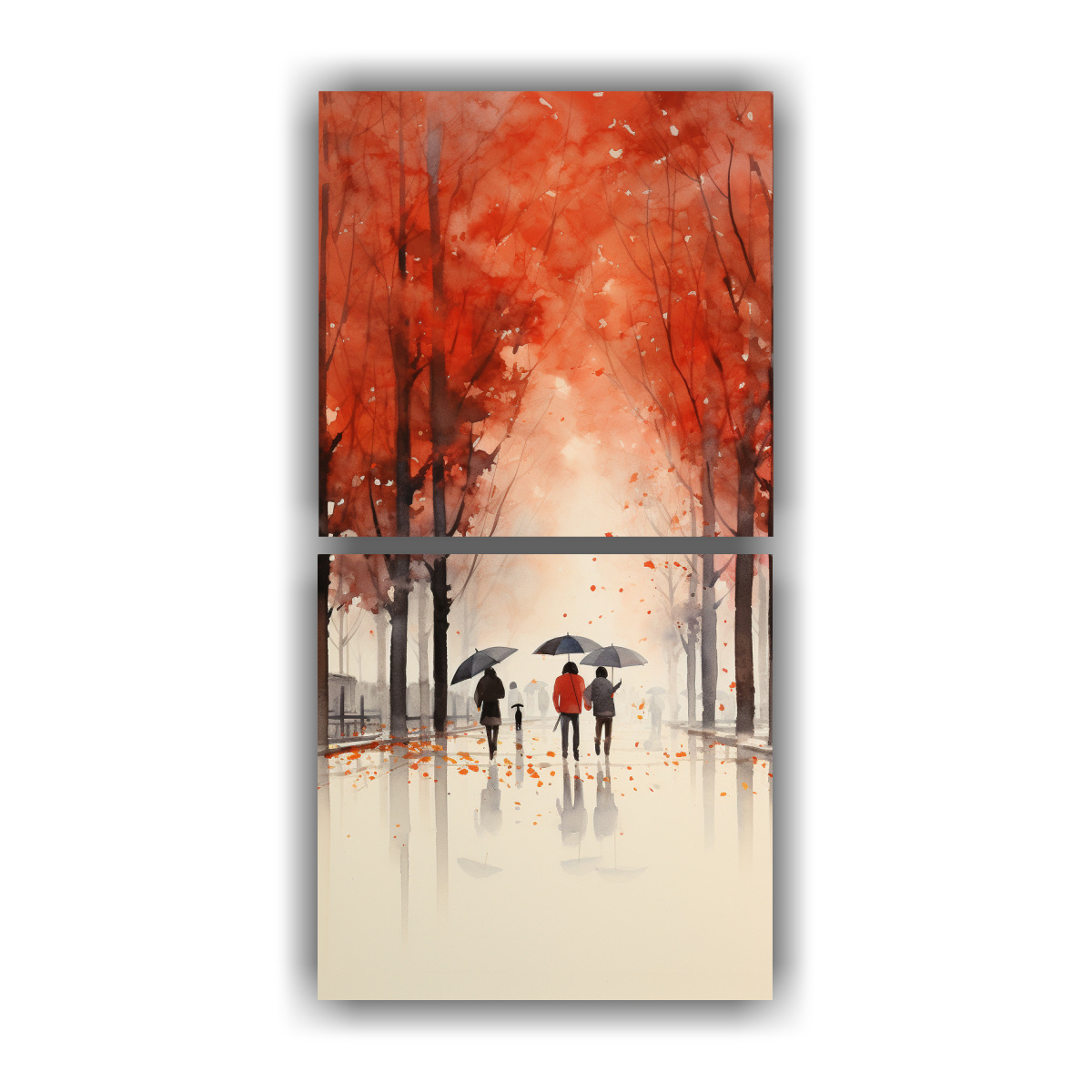 set-2-lienzos-forma-fantas-a-personas-caminando-bajo-la-lluvia-paraguas-rojo-rboles-decoraci-n-pinturas