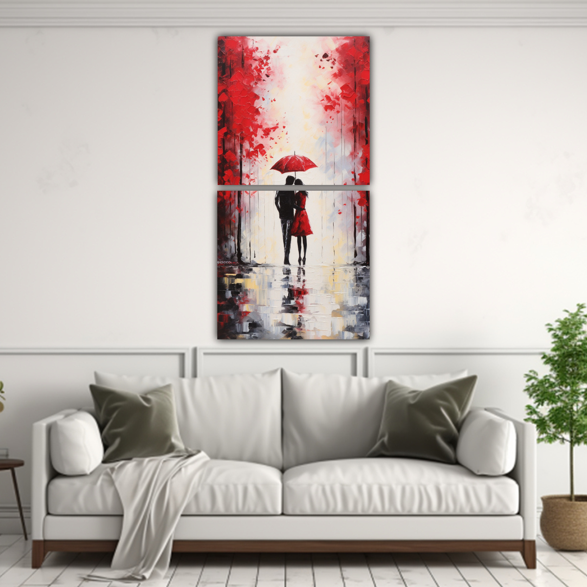 set-2-lienzos-tonos-clasico-pareja-de-amor-bajo-el-paraguas-rojo-pinturas-decorativas-en-lienzo-1