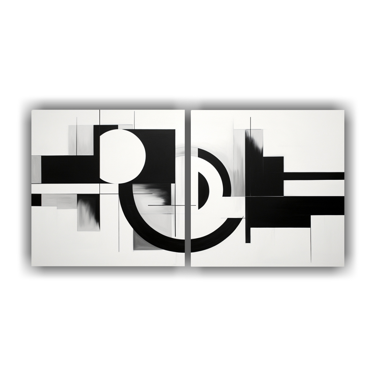 set-2-pinturas-vintage-abstractas-en-blanco-y-negro-con-enfoque-en-c-rculos