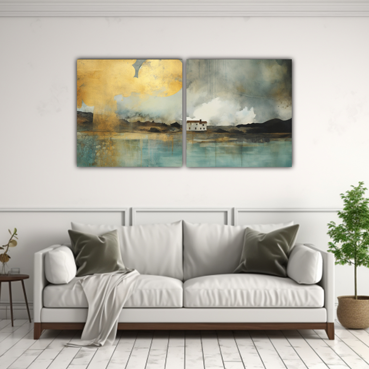 set-2-telas-en-bastidor-dibujo-vision-pintura-en-acuarela-dorada-turquesa-y-plateada-para-decoraci-n-de-paredes-1