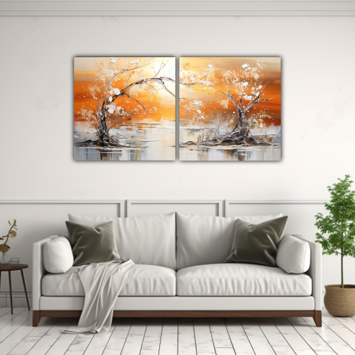 set-2-telas-en-bastidor-finas-lineas-vitalidad-a-painting-in-orange-and-gold-colors-in-the-style-1