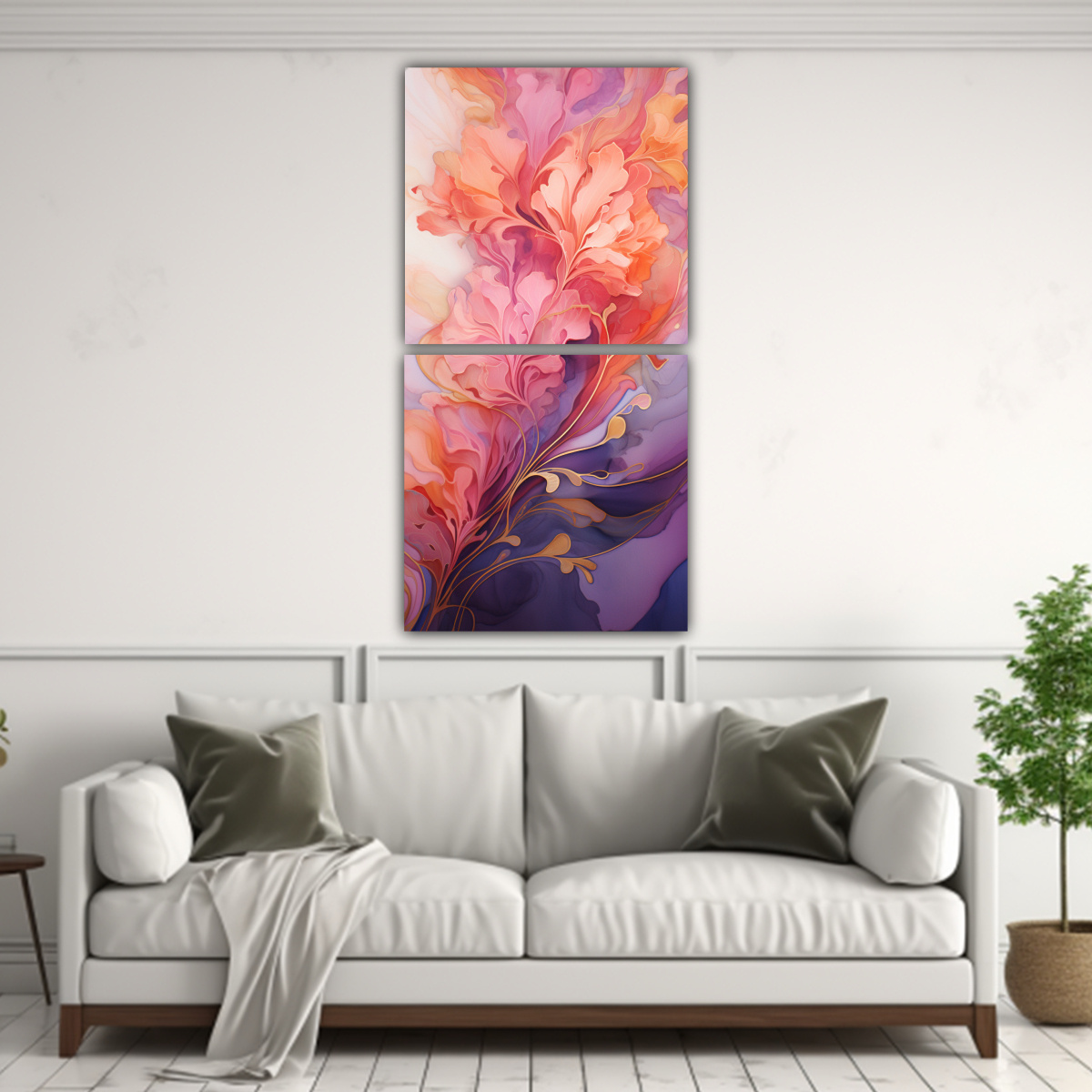 set-2-telas-en-bastidor-tonos-floral-una-pintura-abstracta-de-p-rpura-naranja-y-oro-decoraci-n-de-pinturas-1