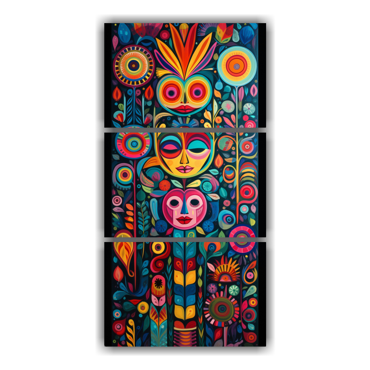 set-3-lienzos-de-tela-decoraci-n-armonia-abstracta-reinterpretaci-n-del-arte-popular-mexicano-usando-pinturas-decorativas