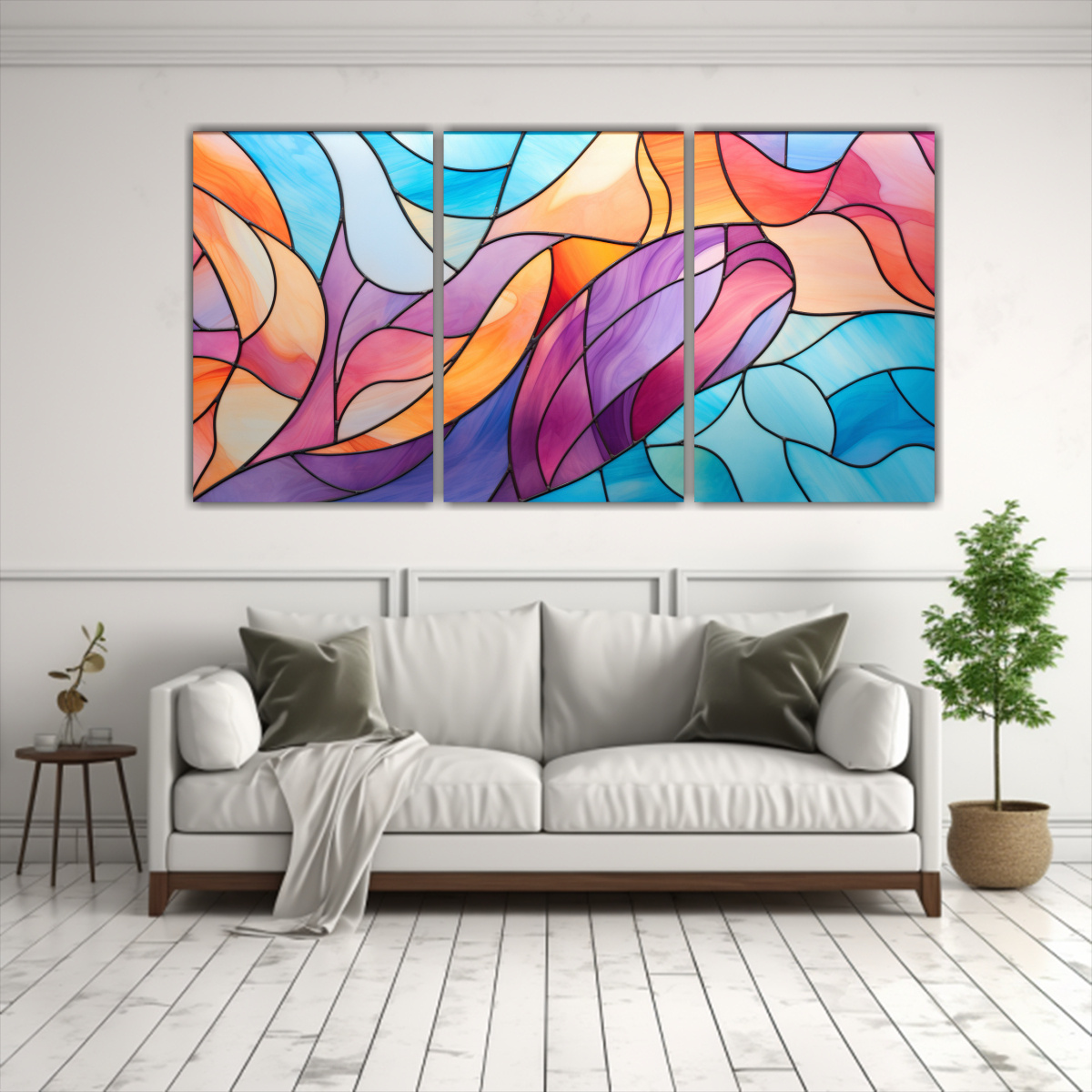 set-3-lienzos-de-tela-espectacular-artesanal-pintura-abstracta-estilo-vidriera-1