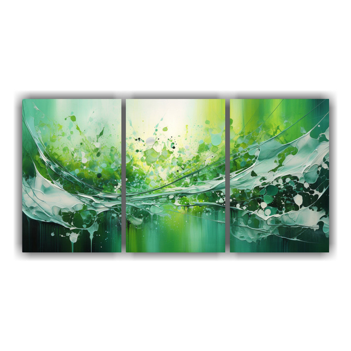 set-3-telas-en-bastidor-dibujo-gama-de-colores-verde-y-plateado-estilo-pintura