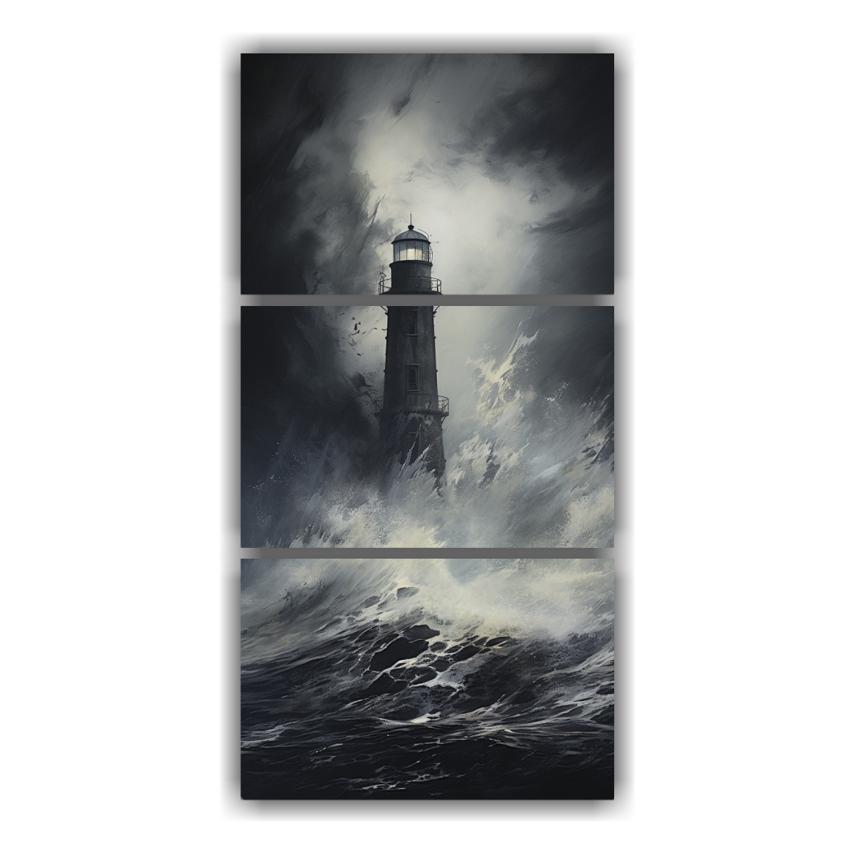 set-3-telas-en-bastidor-inspirador-profundidad-la-soledad-resonante-de-un-antiguo-faro-en-el-mar