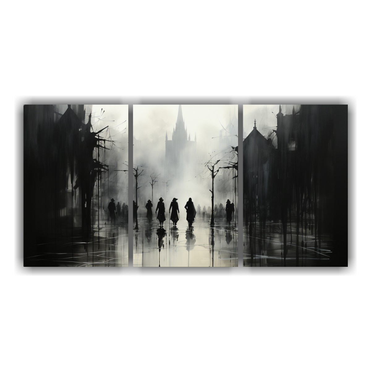 set-3-telas-movimiento-floral-dibujo-tinta-de-gente-caminando-en-la-ciudad