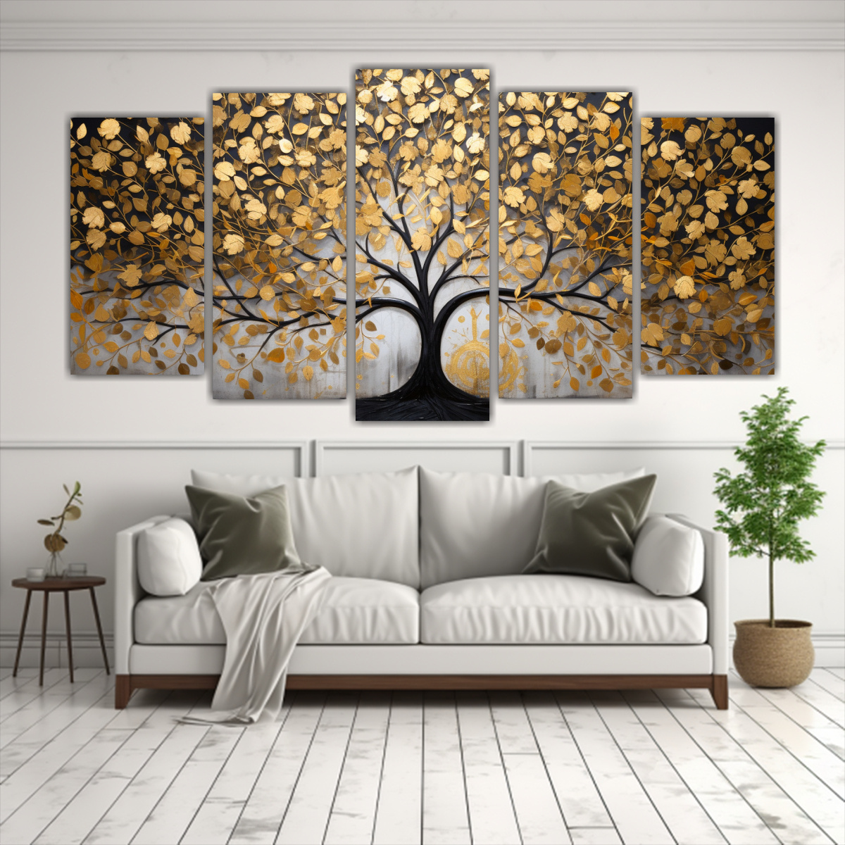 set-5-cuadros-elegantes-para-sala-rbol-en-negro-y-dorado-1