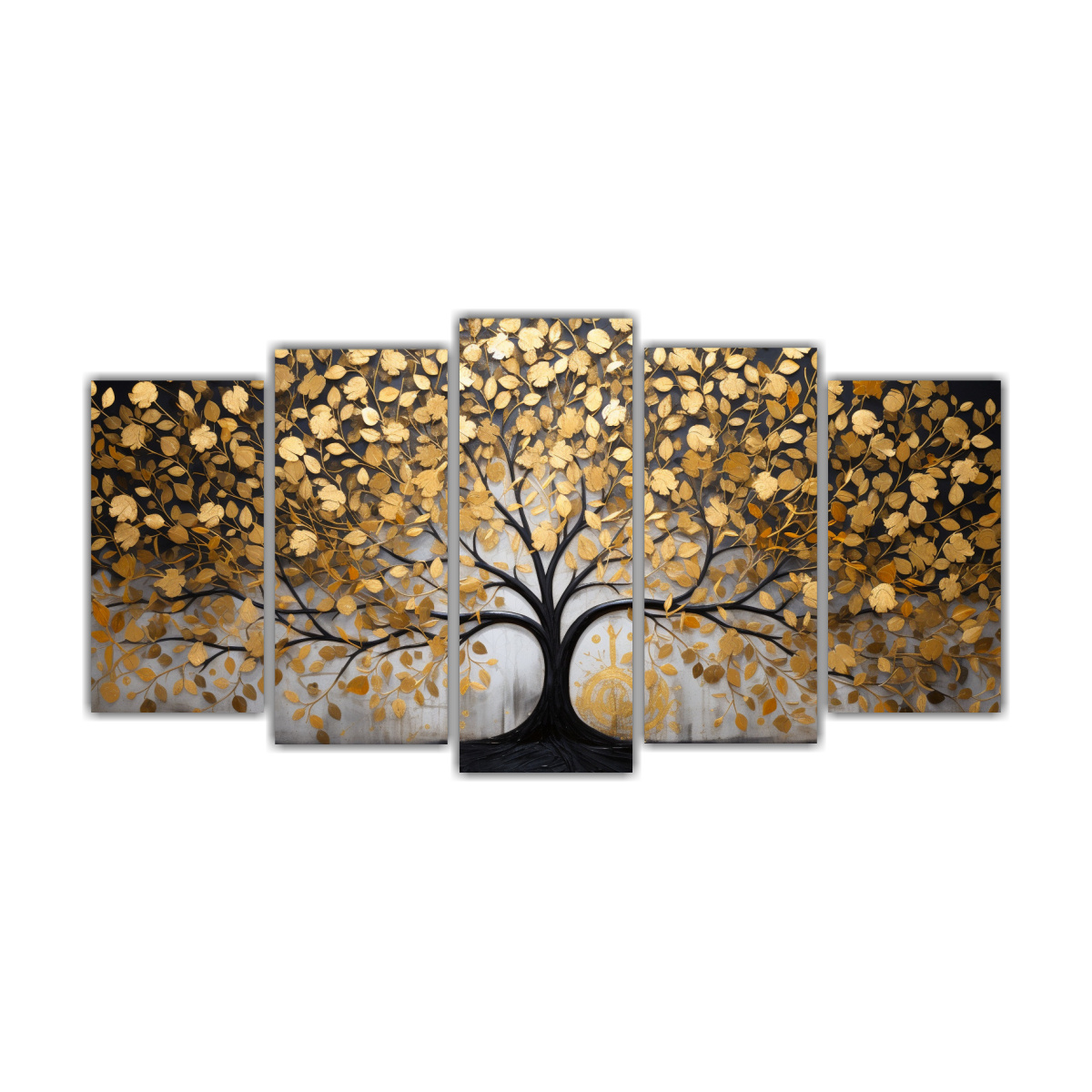 set-5-cuadros-elegantes-para-sala-rbol-en-negro-y-dorado