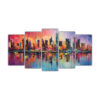 set-5-pinturas-de-pared-concepto-innovador-lienzo-acr-lico-y-vidrio-brillante-ciudad-nocturna-