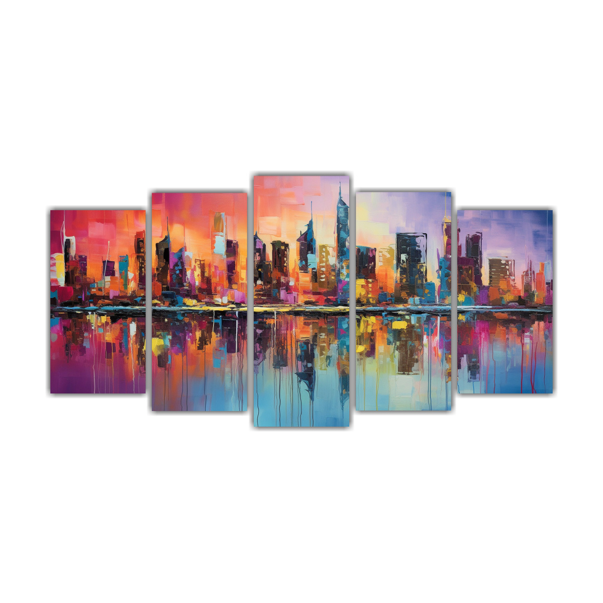 set-5-pinturas-de-pared-concepto-innovador-lienzo-acr-lico-y-vidrio-brillante-ciudad-nocturna-