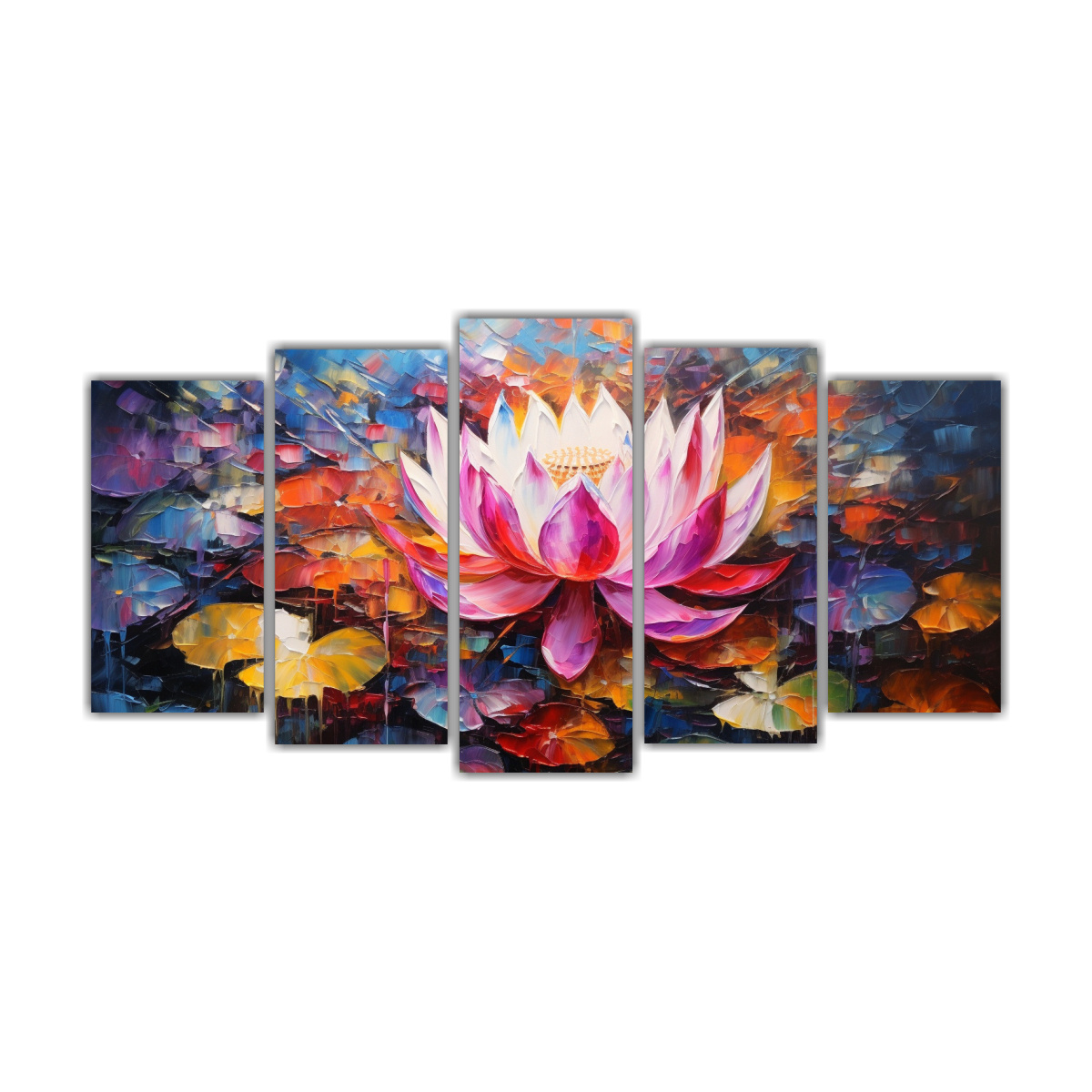 set-5-telas-bastidor-alta-calidad-figuras-colores-vibrantes-pintura-de-loto-en-lienzo