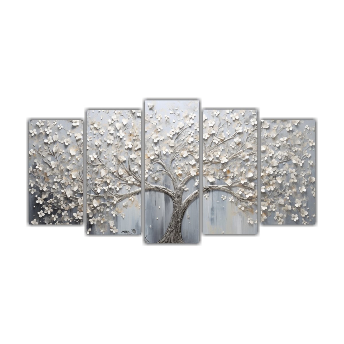 set-5-telas-en-bastidor-dise-o-elegancia-rbol-en-blanco-y-plata-en-pinturas-decorativas