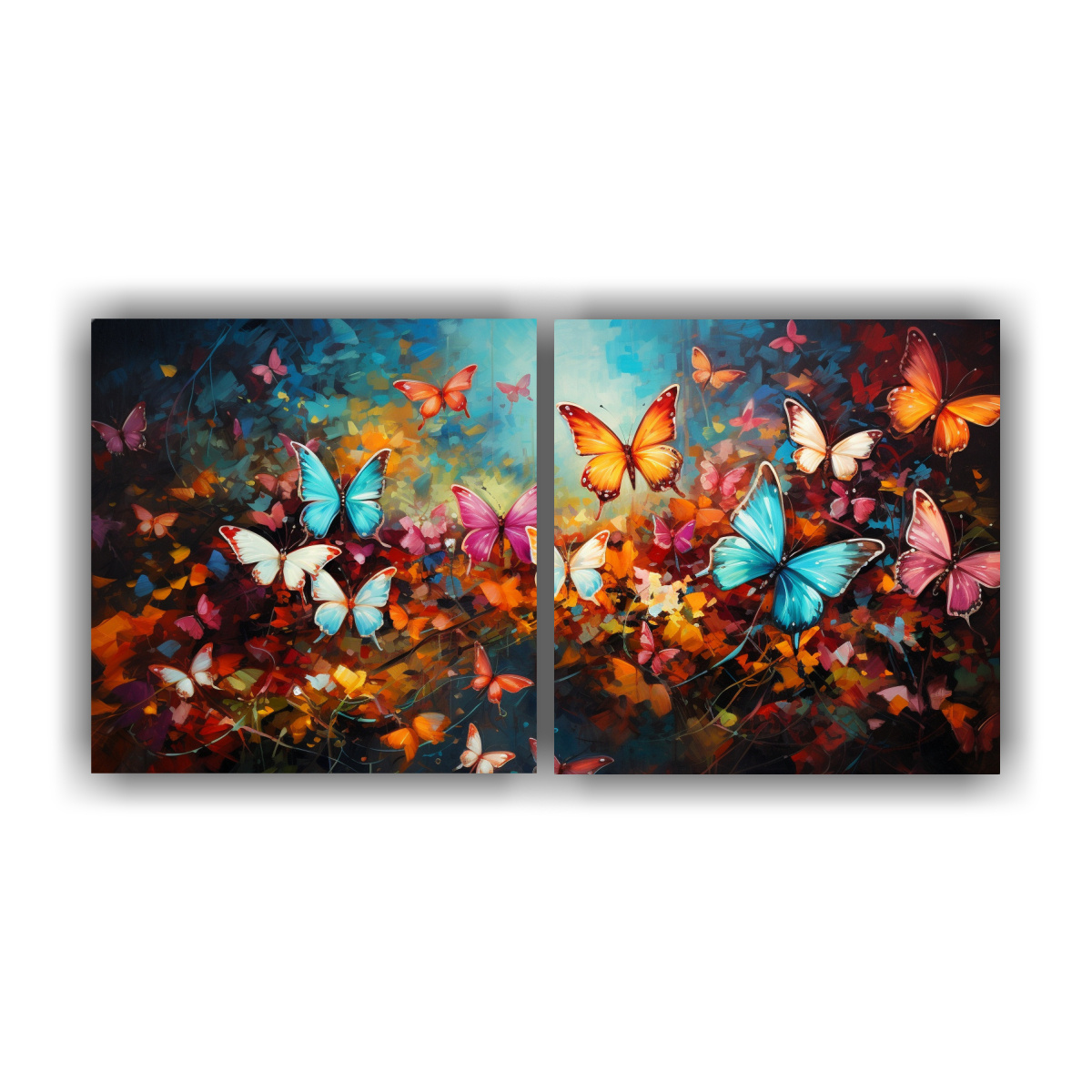 set-de-2-telas-en-bastidor-moderno-con-cuadros-abstractos-de-mariposas