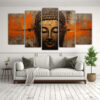 set-de-5-cuadros-creativa-protagonismo-buddha-estilo-abstracto-plata-y-naranja-1
