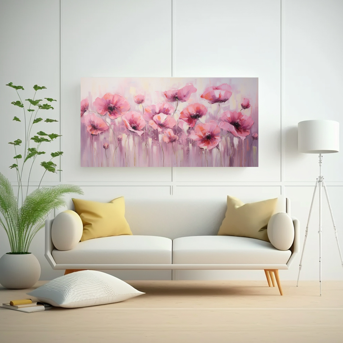 tela-bastidor-moderno-pink-poppies-estilo-pintura-sobre-lienzo-1
