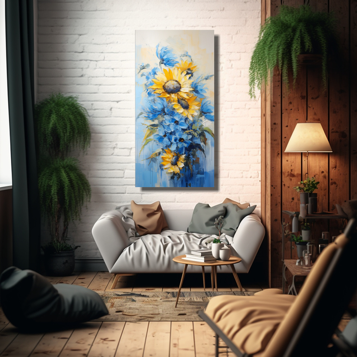 tela-en-bastidor-decorativo-poder-girasoles-azules-pintura-en-lienzo-al-estilo-1