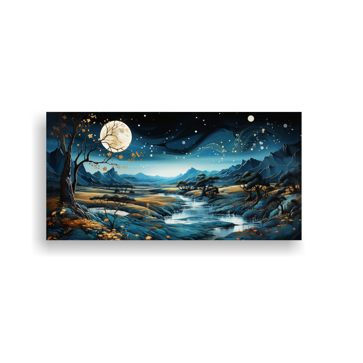 tela-en-bastidor-imagen-colorido-con-luna-y-monta-as