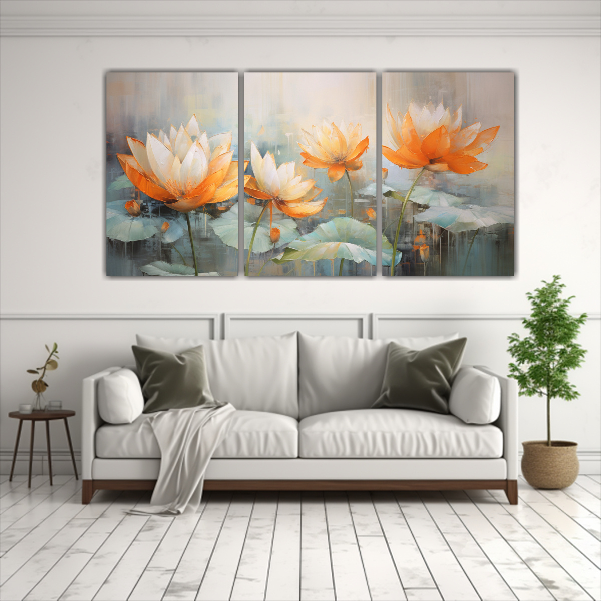 tres-cuadros-de-tela-expresi-n-lineales-de-un-loto-naranja-sobre-lienzo-al-estilo-de-1