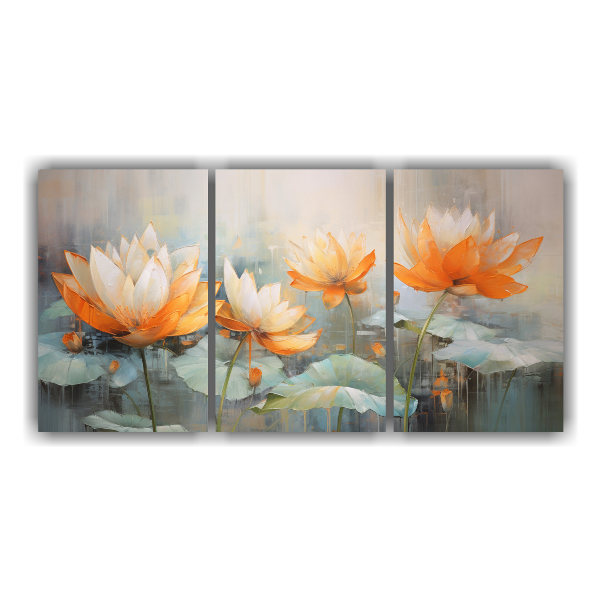 tres-cuadros-de-tela-expresi-n-lineales-de-un-loto-naranja-sobre-lienzo-al-estilo-de