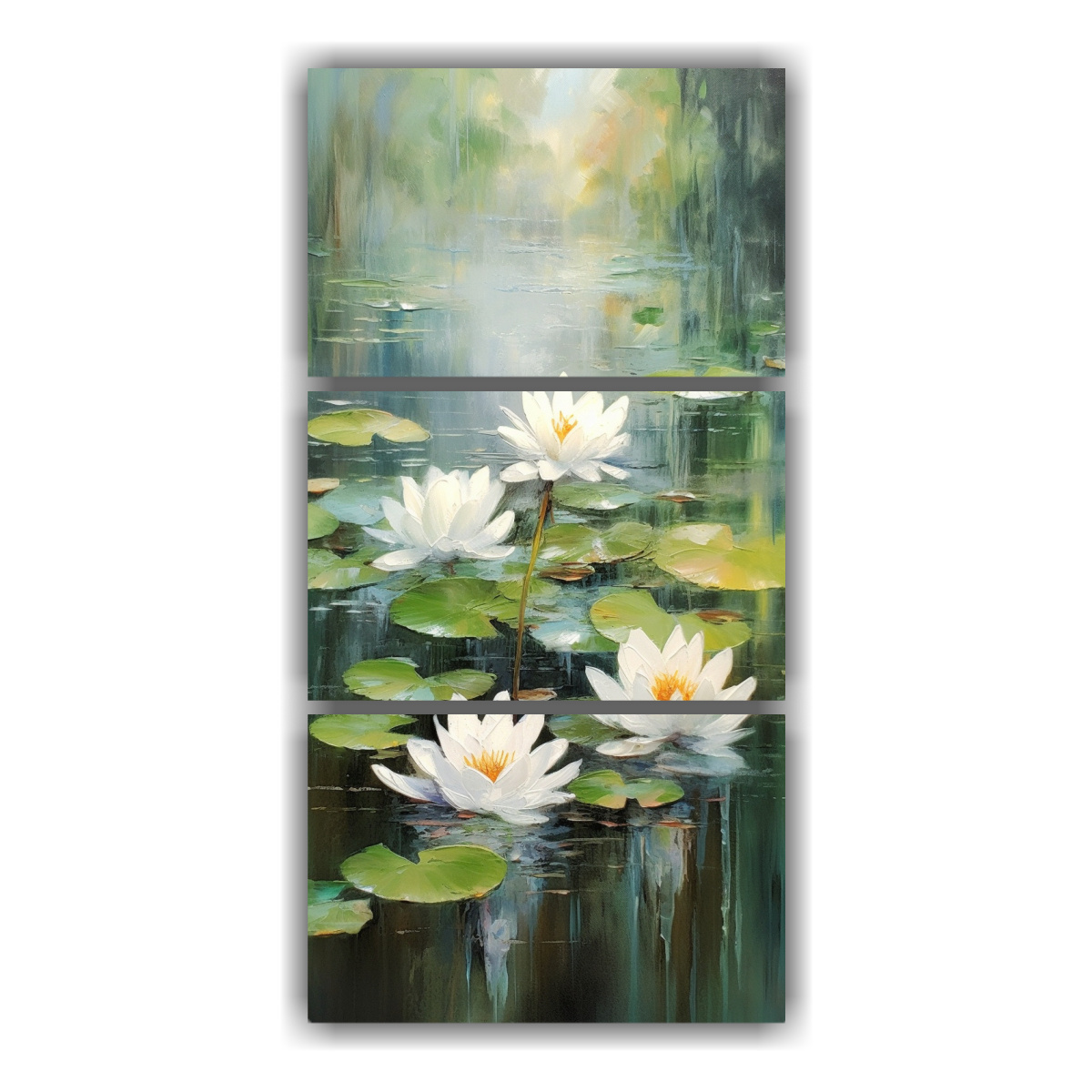tres-telas-en-bastidor-moderno-reflejo-de-nen-fares-blancos-en-el-jard-n-por-marieka