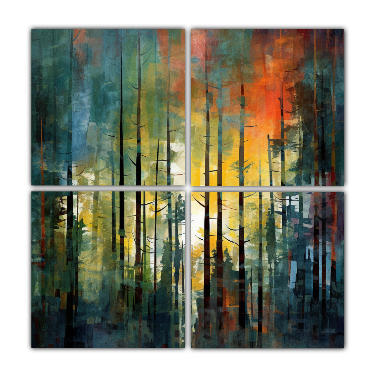 4-cuadros-de-imagen-elegante-con-rboles-de-pino-en-el-bosque-45-decoraci-n-pinturas