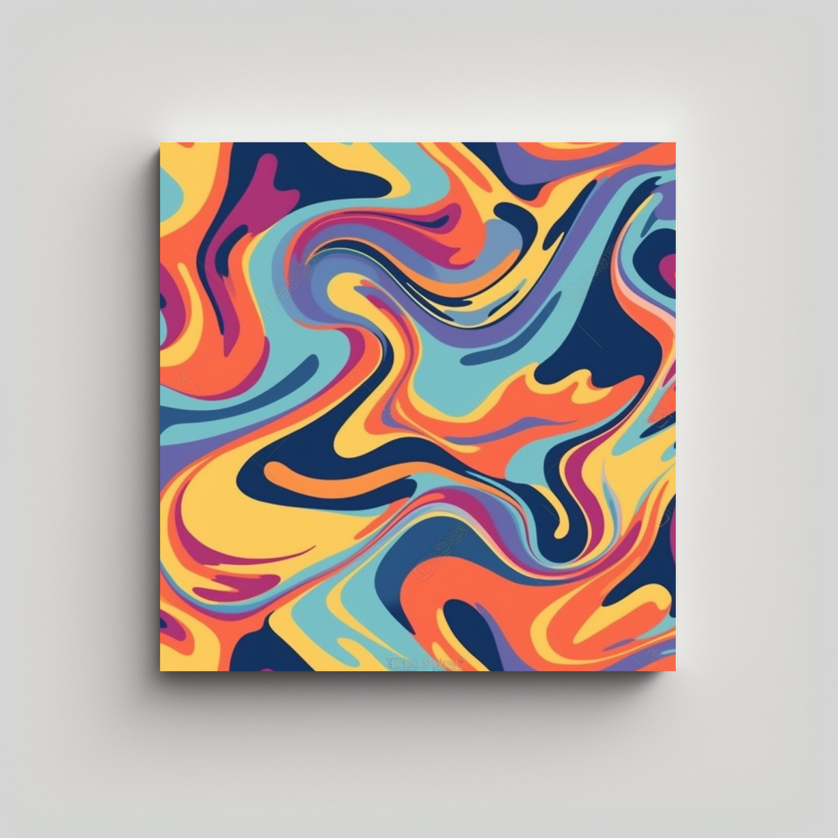 arte-de-pared-decorativo-con-patr-n-retro-ondulado-en-lienzo-exuberante