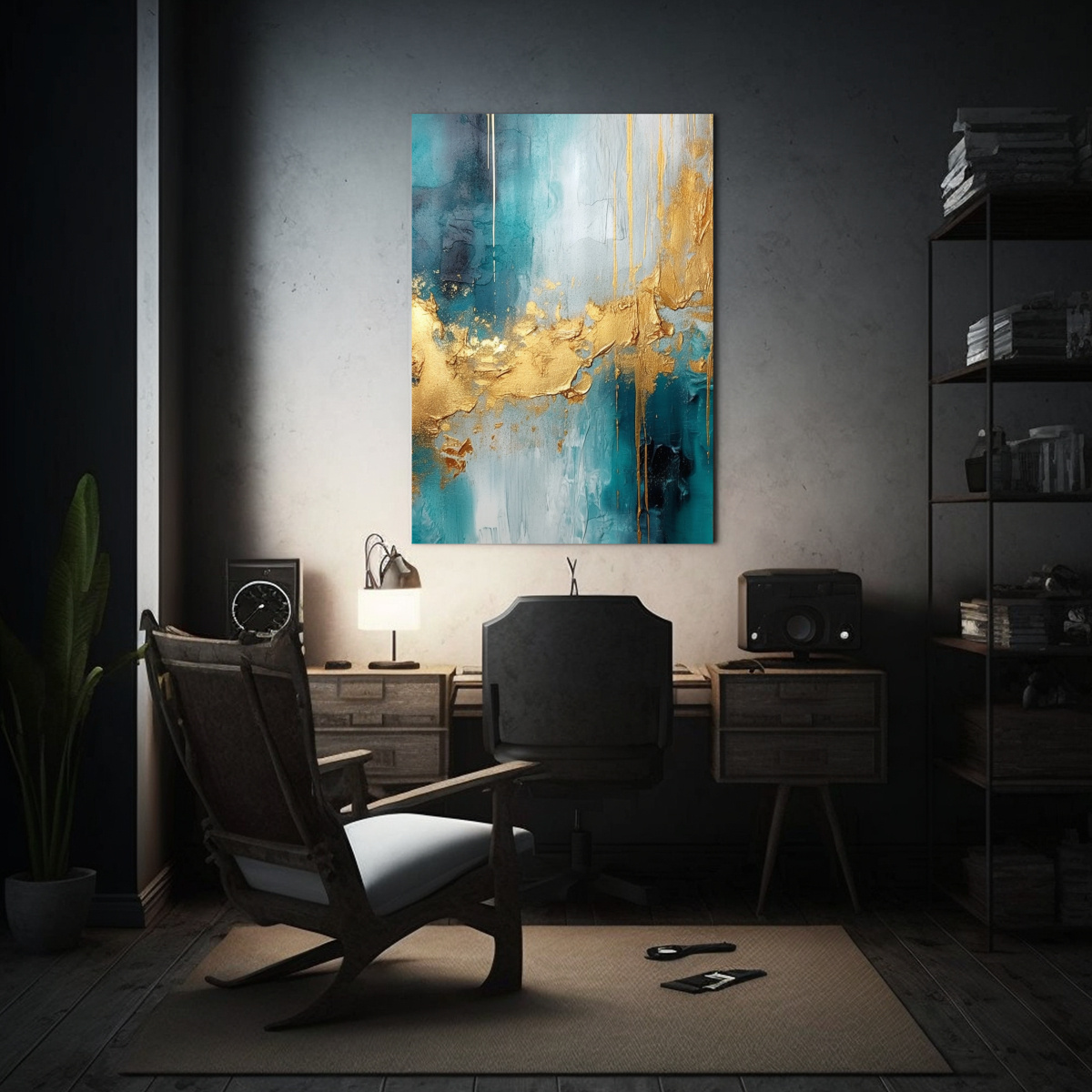 arte-de-pared-modernos-pinturas-abstractas-con-perspectiva-y-l-mina-dorada-1