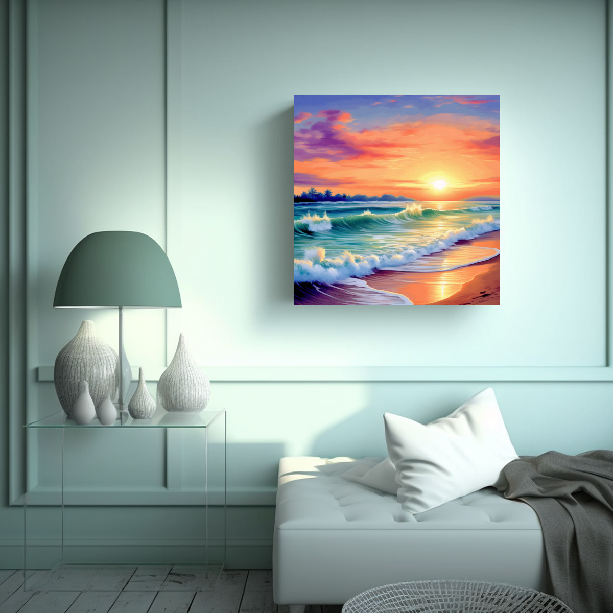 arte-de-pared-sunset-playa-colores-frescos-estilo-papel-pintado-ventanas-xp-1