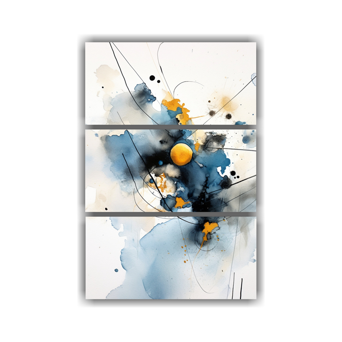 conjunto-3-cuadros-acuarela-alegr-a-abstracto-dorado-azul-negro-sobre-fondo-blanco