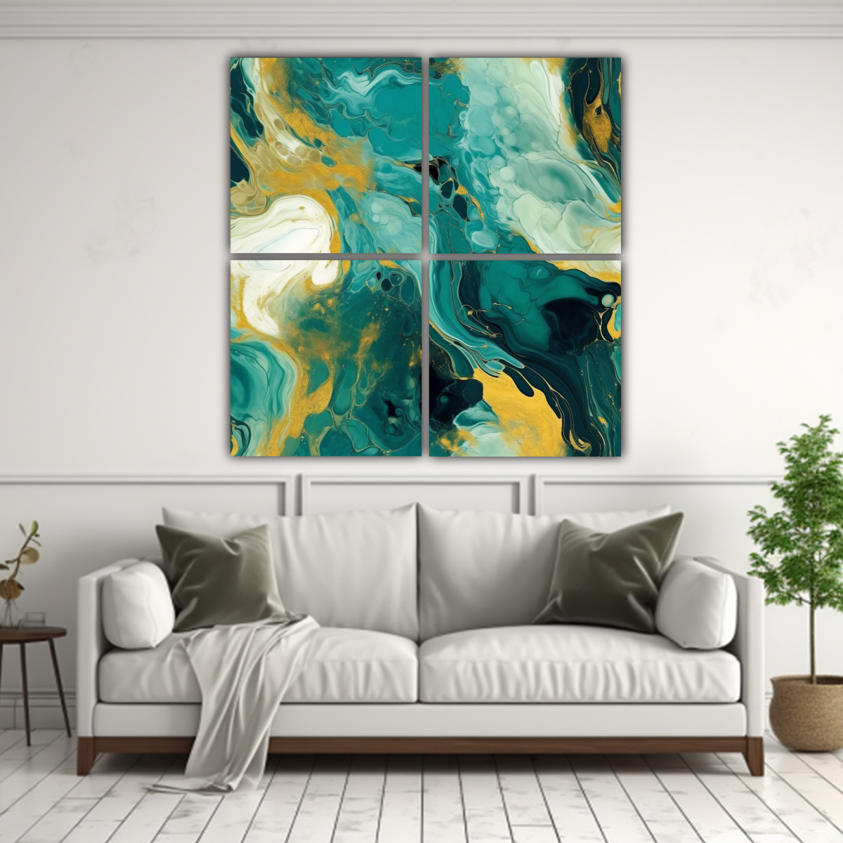 cuadriptico-calidos-ambiente-pintura-abstracta-en-azul-turquesa-y-dorado-1