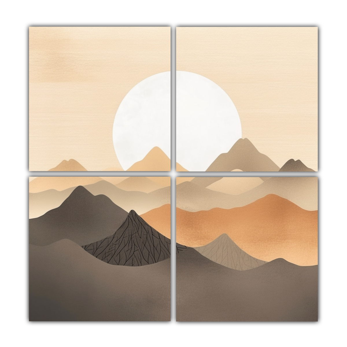 cuadriptico-paisaje-zen-minimalista-amanecer-y-monta-as-brumosas