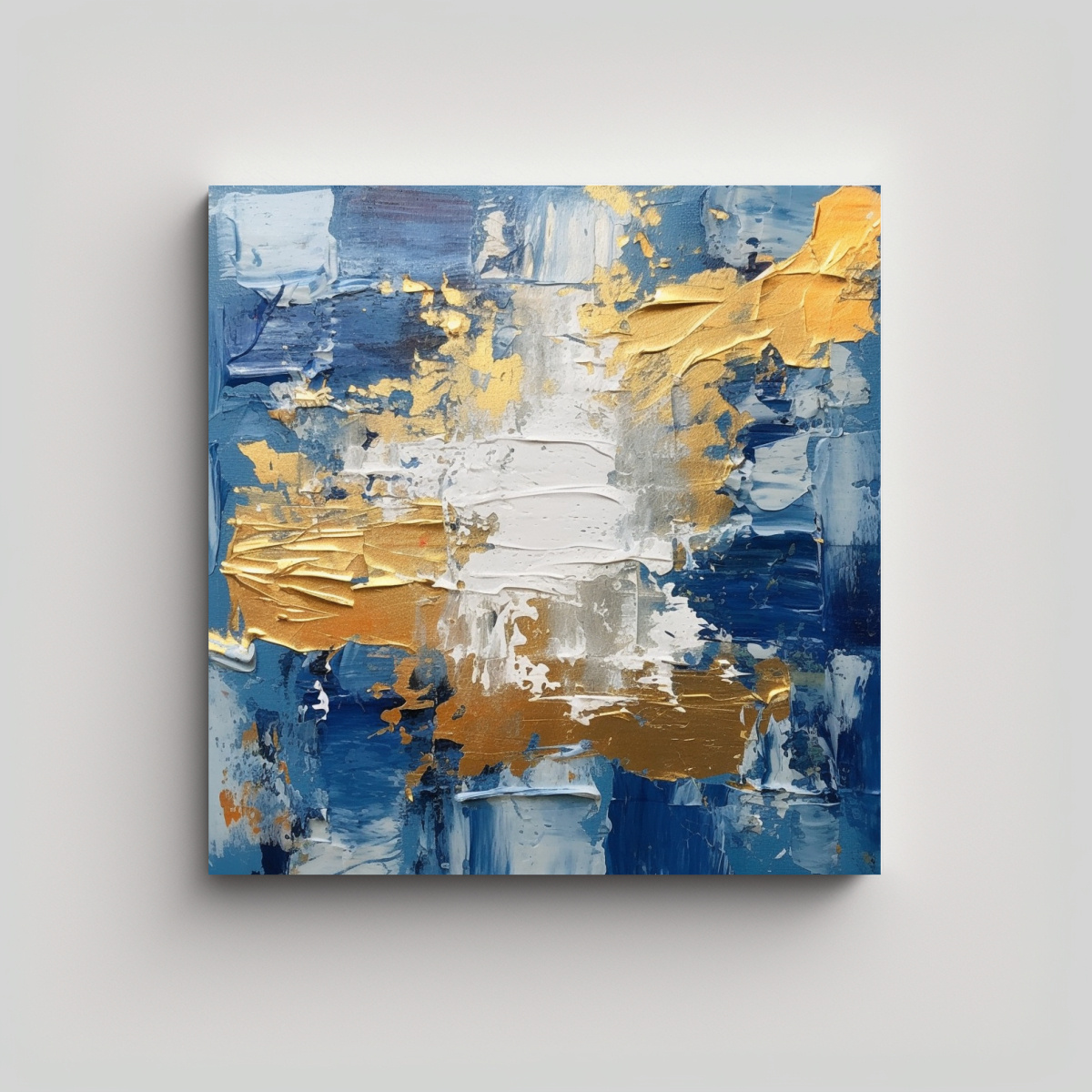 Cuadro Abstracto Azul Para Cocina Lienzo De Tela 3x2 Con Patrón Intenso