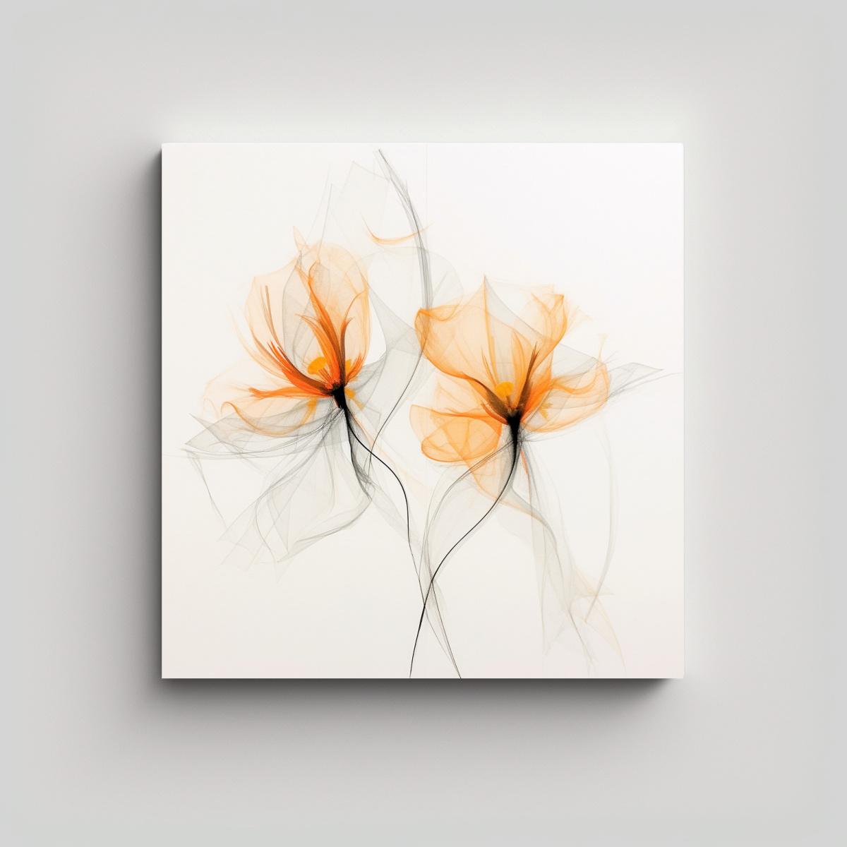 cuadro-abstracto-de-dos-flores-negras-con-finas-l-neas-de-contraste