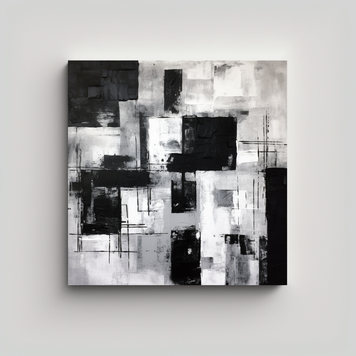 Conjunto de cuadros abstractos en blanco y negro - kuadro –