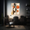 cuadro-abstracto-en-lienzo-con-forma-simple-en-tonos-naranja-y-negro-1