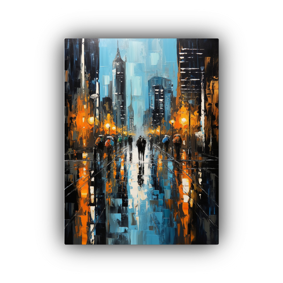 cuadro-ciudad-en-pop-art-con-luces-azules-y-naranjas-de-mike-st-