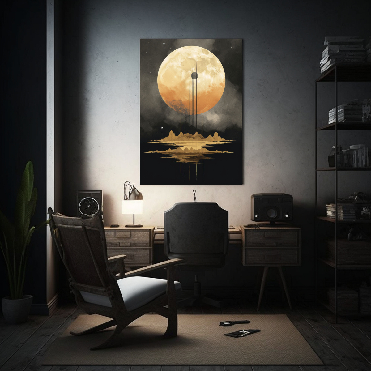 cuadro-de-decoraci-n-canva-fotograf-a-simetr-a-luna-en-el-desierto-estilo-gris-oscuro-y-1-1