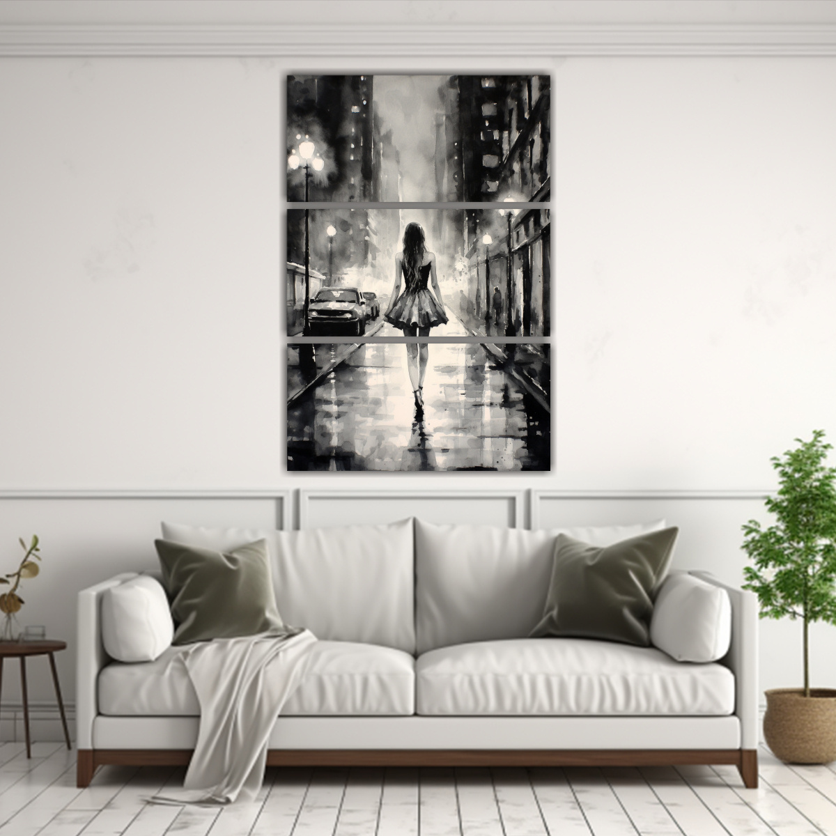 cuadro-de-decoraci-n-con-motivo-de-bailarina-caminando-por-el-centro-de-la-ciudad-de-noche-en-acuarela-negro-y-gris-1-1