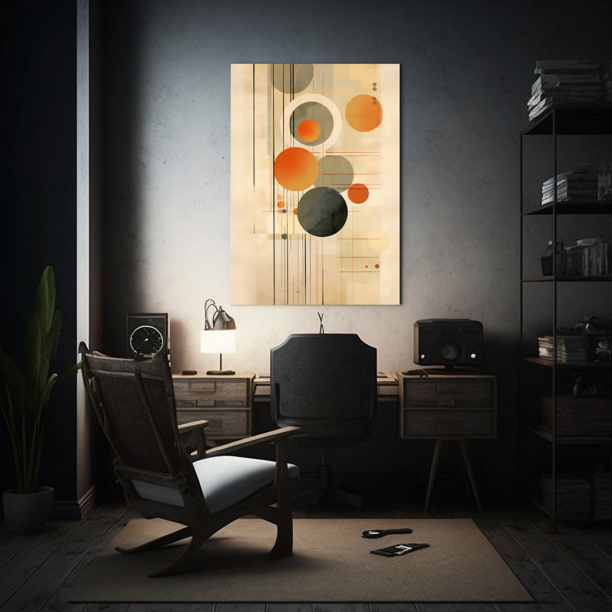 cuadro-decorativo-de-arte-acuarela-con-un-moderno-dise-o-de-un-c-rculo-de-l-neas-suaves-en-naranja-1-1